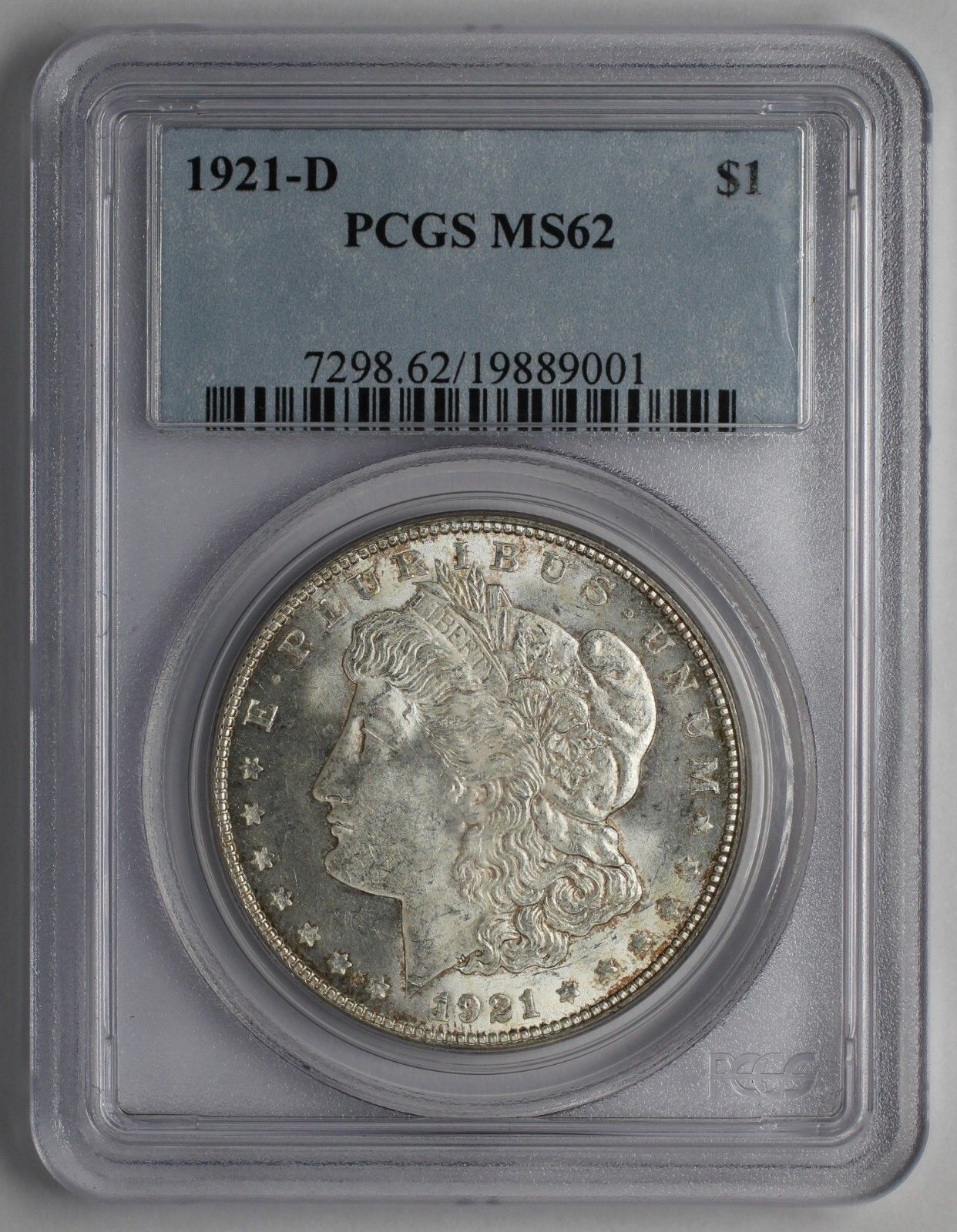 1921 D Morgan Silver Dollar PCGS MS62