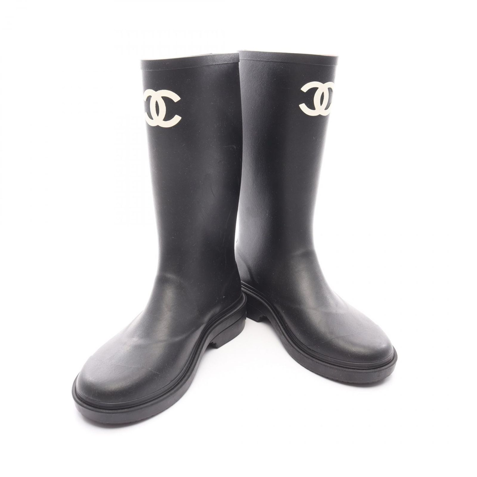 【美品】CHANEL シャネル レインブーツ 長靴 ココマーク カメリア 黒 CHANEL シャネル レインブーツ 長靴 ココマーク カメリア 黒