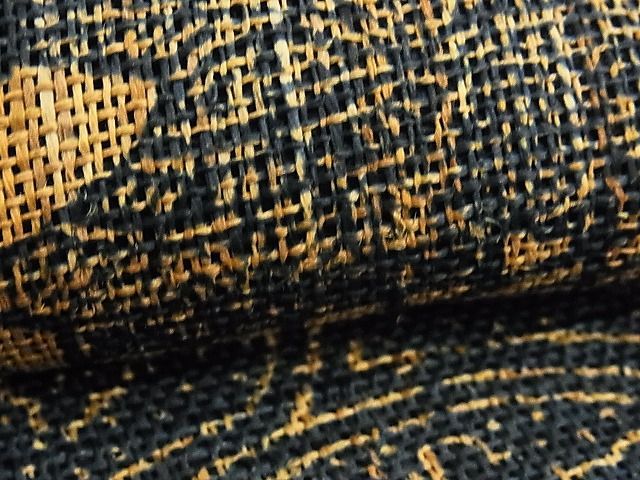 平和屋本店□極上 夏物 古代原始布 科布 八寸名古屋帯 型染め 藍 花  