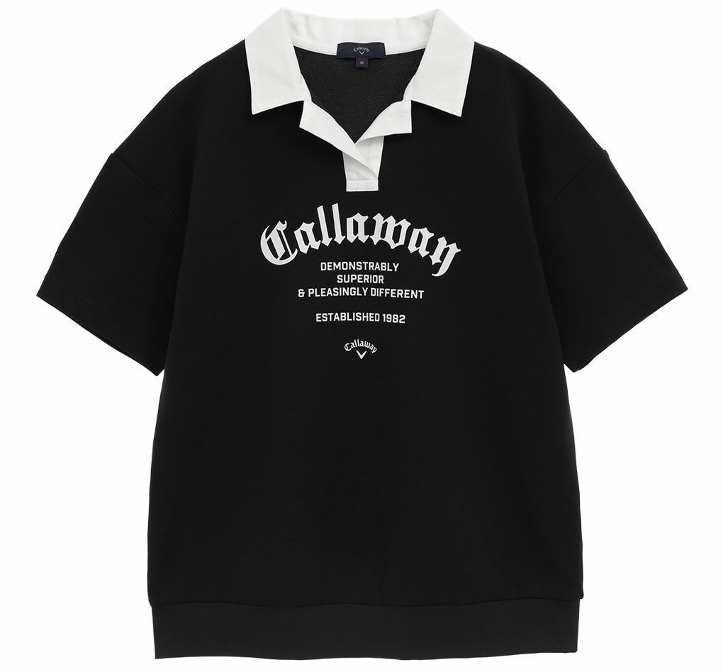 Ld【新品未使用品】キャロウェイ 半袖スウェットシャツ C25217201 レディース Callaway ゴルフウェア 2025秋冬モデル ブラック（葛西店）