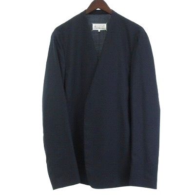 メゾンマルジェラ 10 Maison Margiela 10 18AW ノーカラー テーラードジャケット ブレザー イタリア製 紺 ネイビー 50