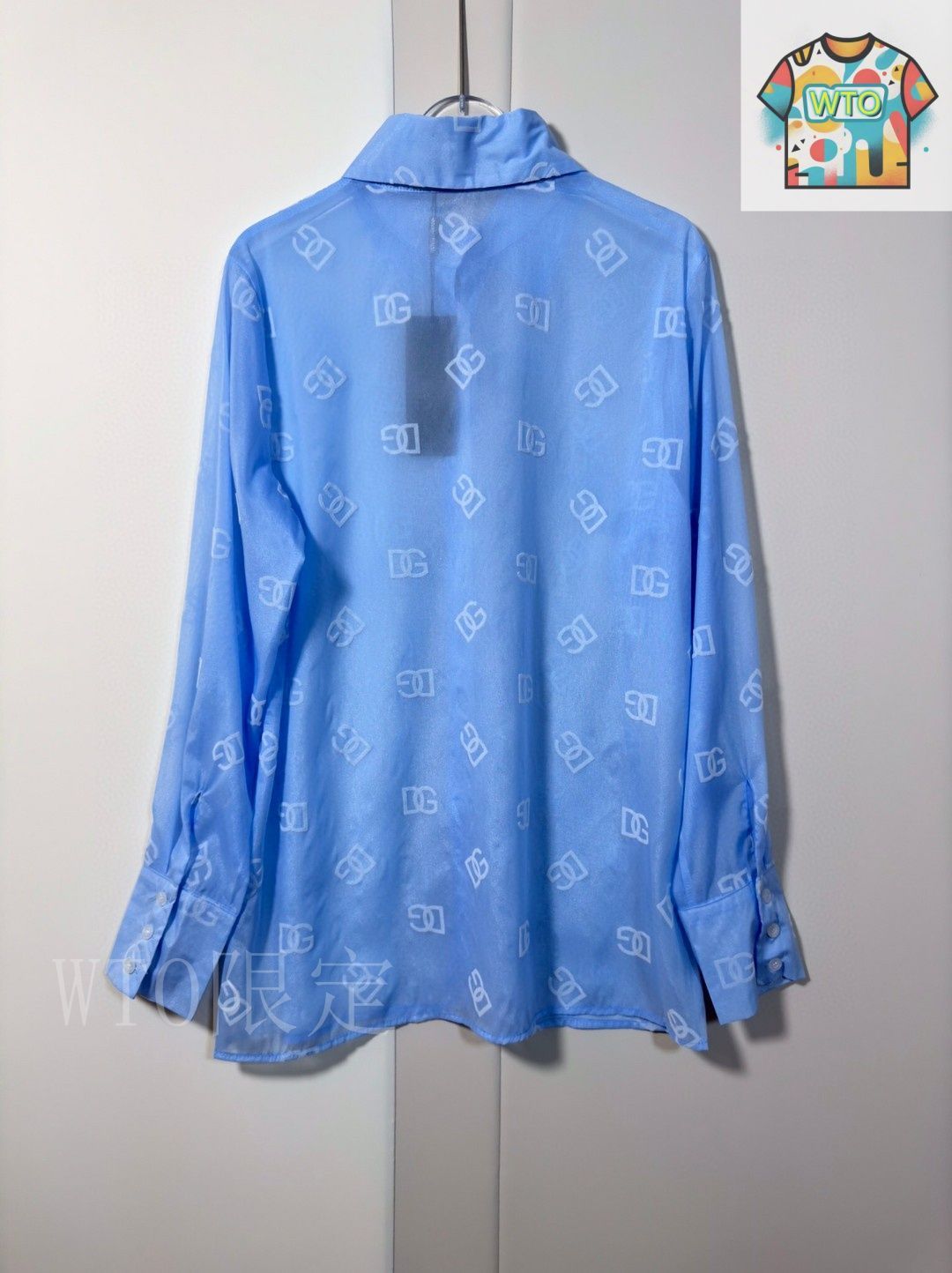 春夏 ドルチェ＆ガッバーナ イタリア製＜ストレッチ 長袖シャツ＞M2160m 今日特価】Dolce&Gabbana New Women's Sky Blue Logo Pattern