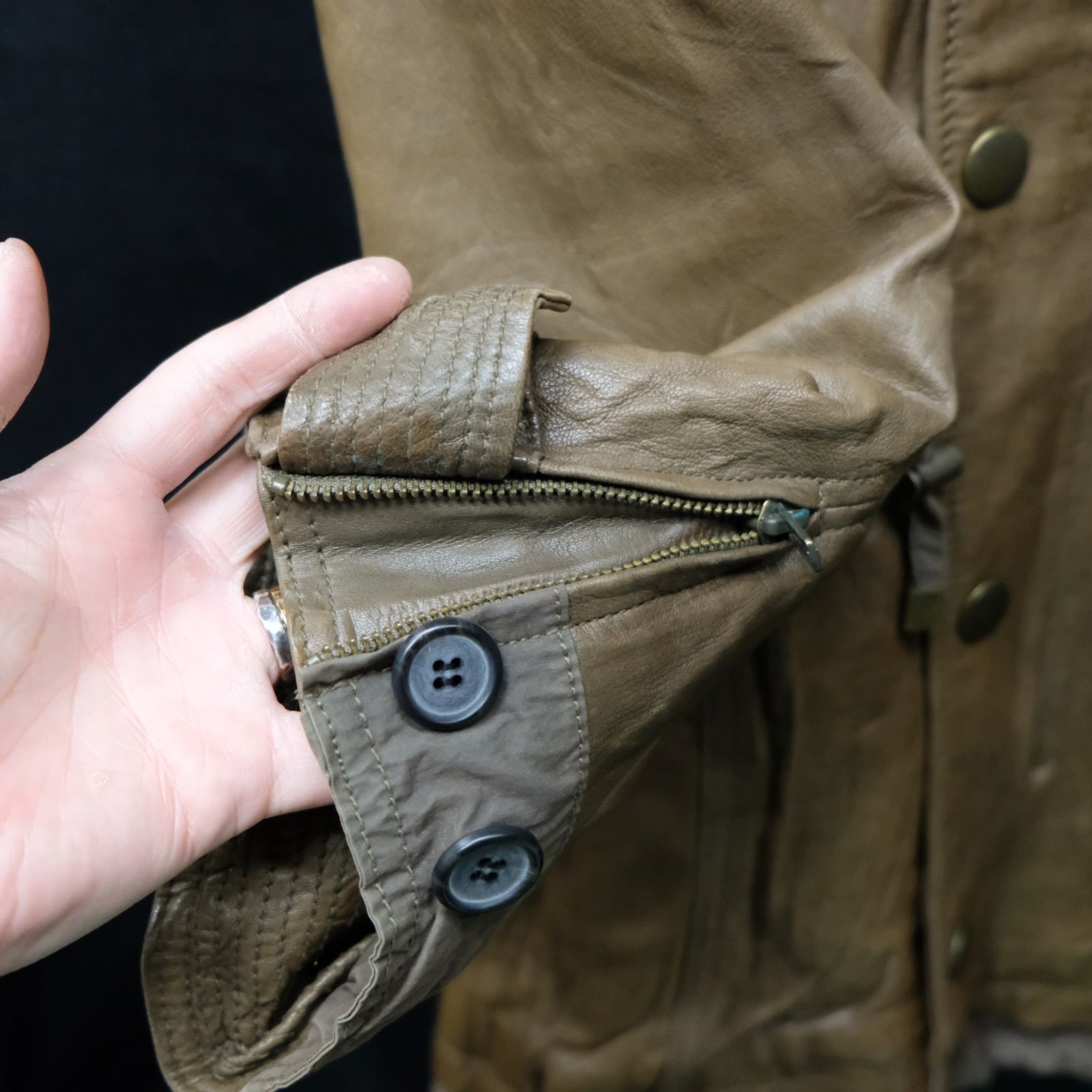 MASCULO 羊革 シワ加工レザーコート 38サイズ レディース