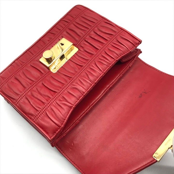 良品 PRADA プラダ チェーン ショルダー バッグ ナッパ レザー レッド レディース k2762 良品 PRADA プラダ チェーン ショルダー バッグ ナッパ レザー レッド
