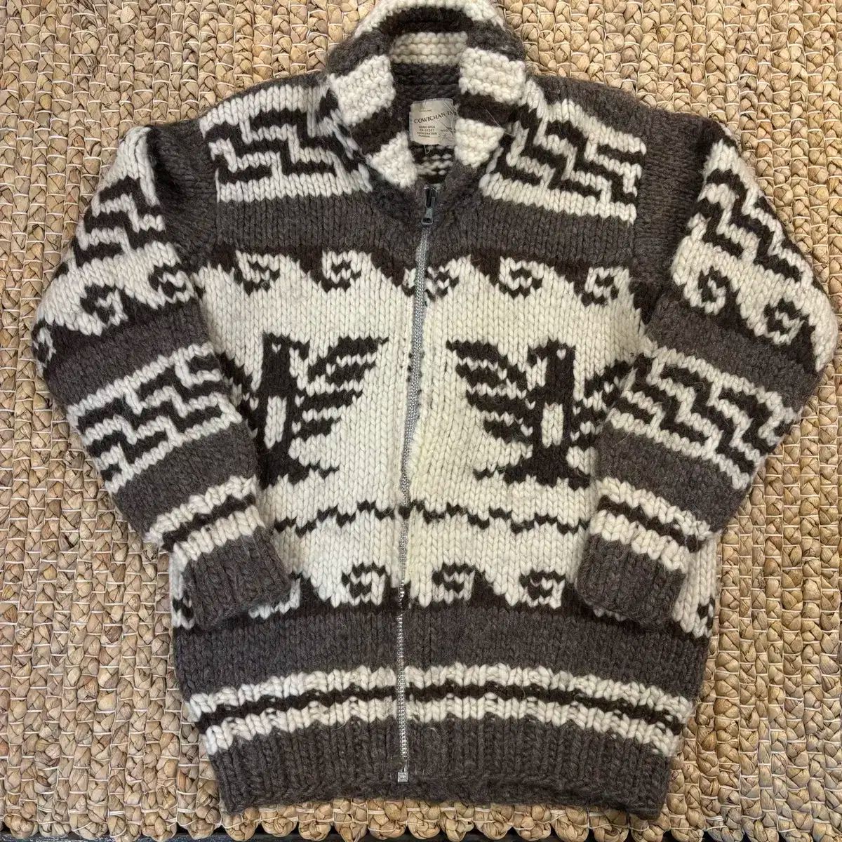 カウチンインディアン＊ニット　ジップアップ　セーター　厚手カーディガン COWICHAN INDIAN カウチンインディアン ウール100% ジップ ニット