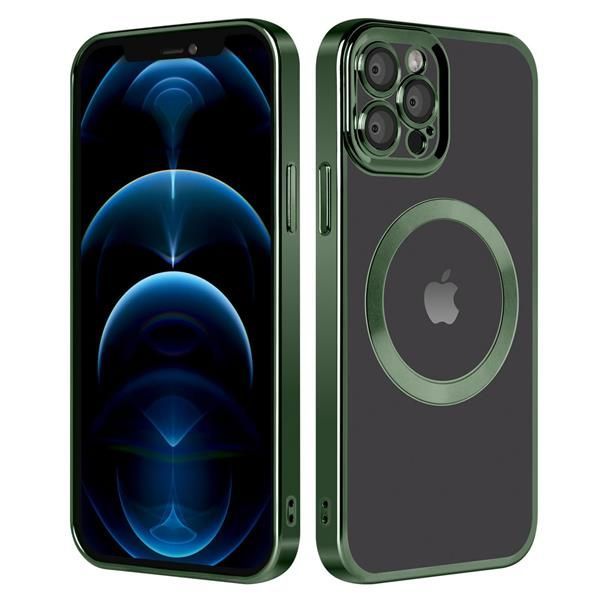 グリーン iPhone12promax ケース クリア 米軍MIL規格 Magsafe対応 ワイヤレス充電対応 指紋防止 2023年新型 iPhone 12 Pro Max 用 ケース 6.7 インチ マグネット搭載 耐衝撃 黄ばみなし (グリーン)