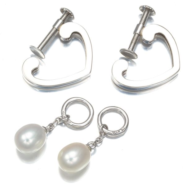 ミキモトペルリータ イヤリング パール 真珠 5.4mm ハート 2WAY  