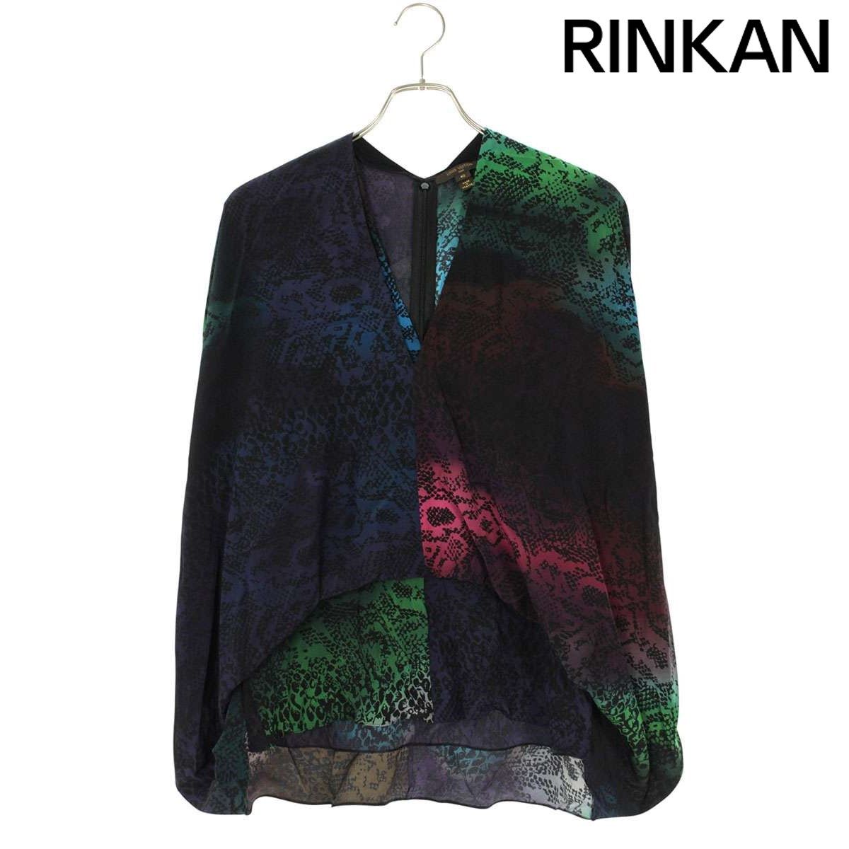 ルイヴィトン RW171B AON FBBL73 パイソン柄レイヤードシルクノースリーブトップス レディース 40