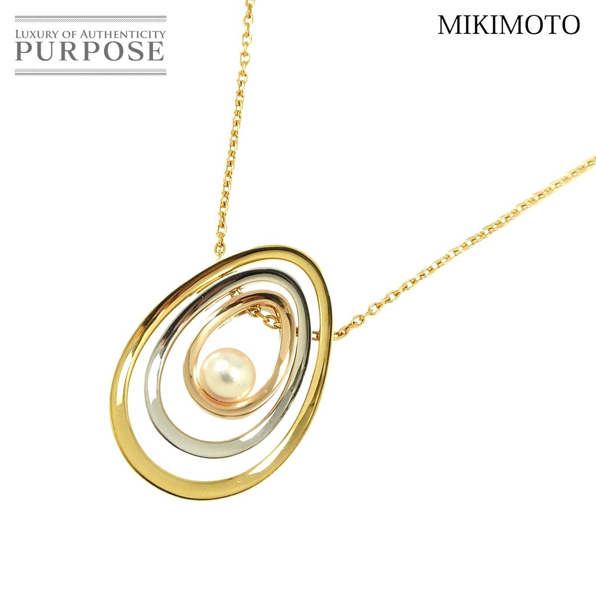 ミキモト MIKIMOTO アコヤ真珠 6.6mm ネックレス 48cm K18 YG PG WG 