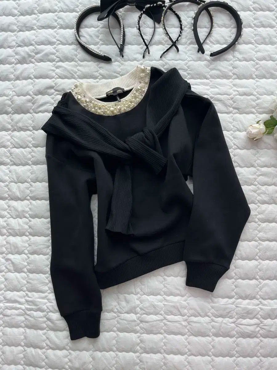 マージュ ニット スウェット プルオーバー トップス パール ブラック