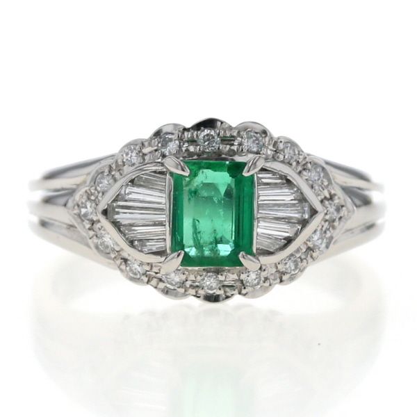 Pt900 プラチナ リング エメラルド ダイヤモンド 0.30ct