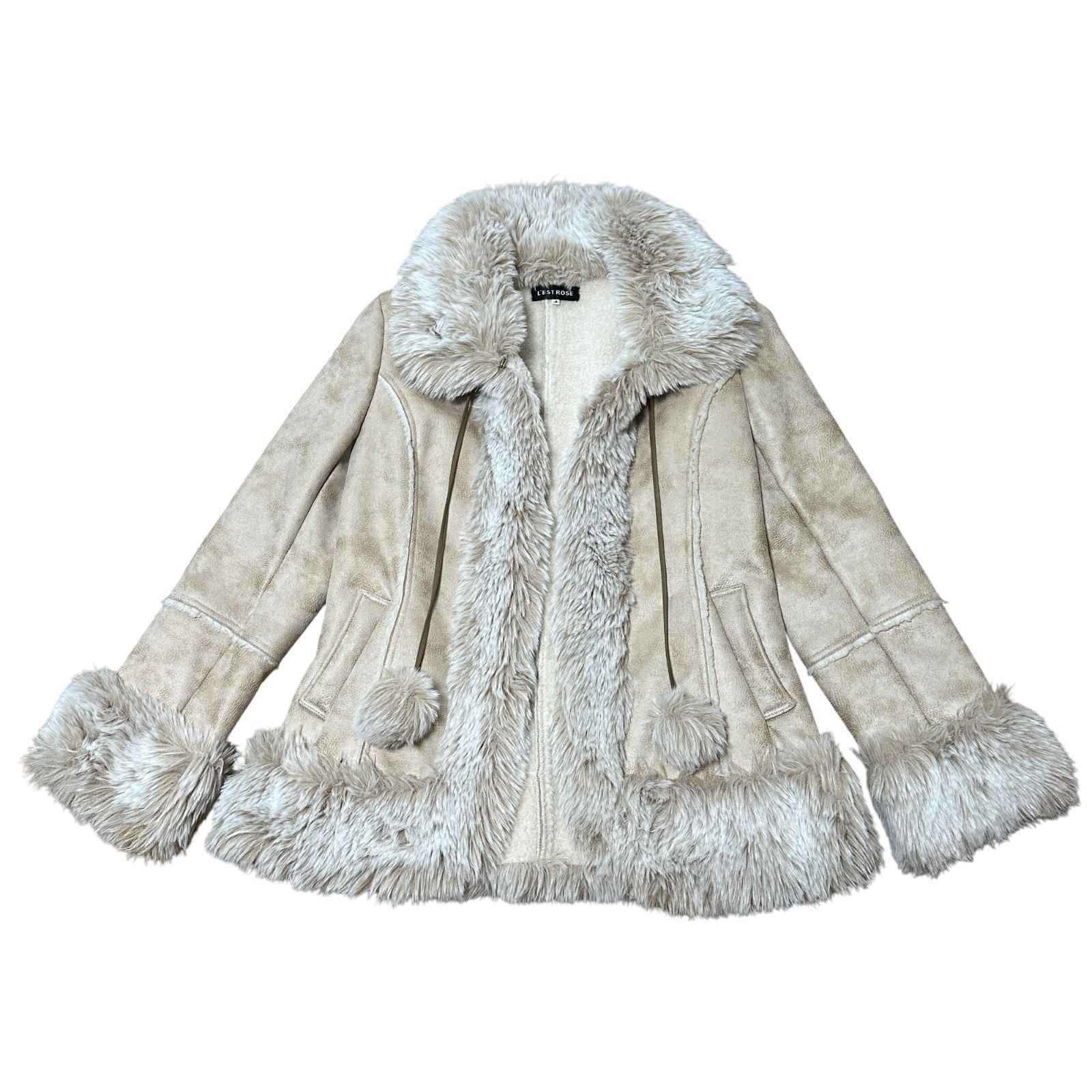 レストローズ　LEST ROSE フェイクムートン コート L'EST ROSE フェイクムートン コート アイボリー サイズ3 レディースL