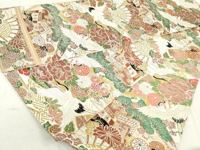 丸帯　飛鶴菊松文　アンティーク　大正ロマン 丸帯 飛鶴菊松文 アンティーク 大正ロマンの通販｜ラクマ