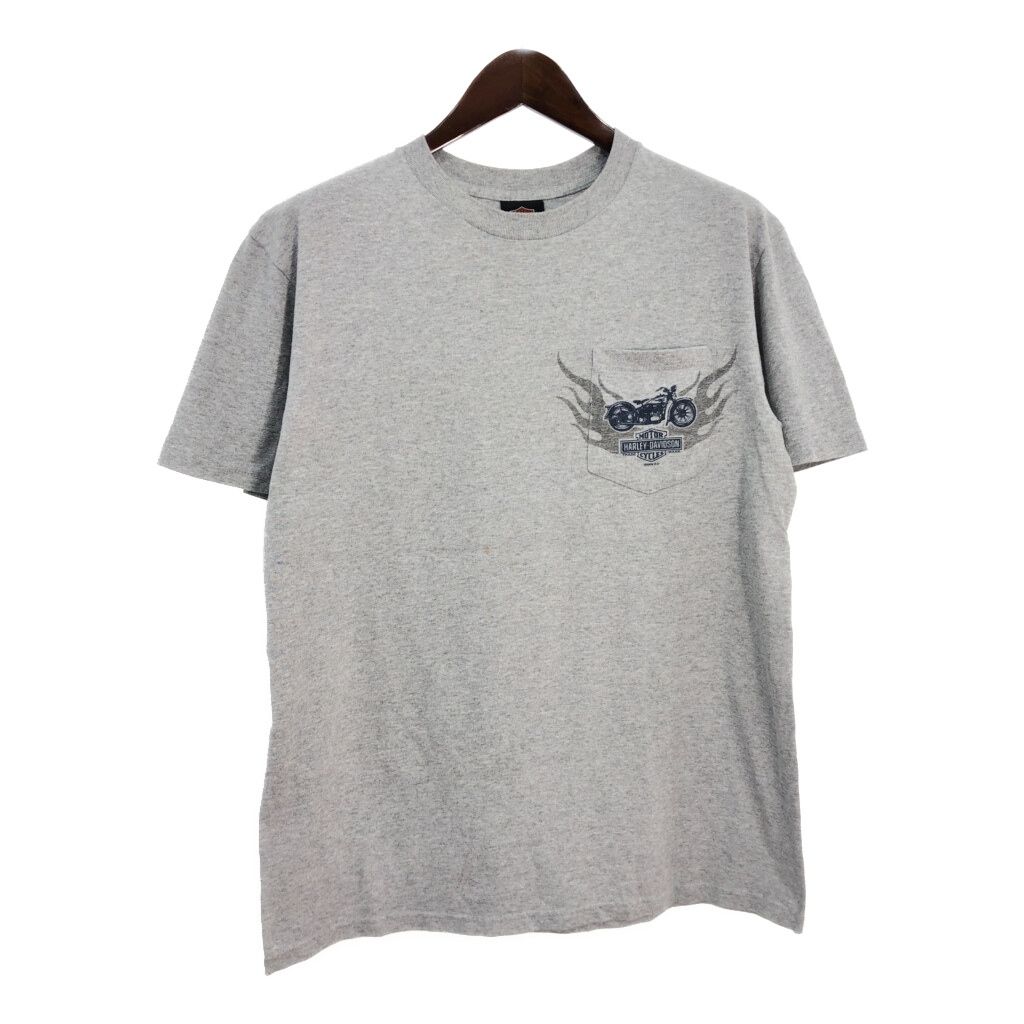 00年代 HARLEY DAVIDSON ハーレーダビッドソン モーターサイクル Ｔシャツ グレー メンズ L 古着 U1258