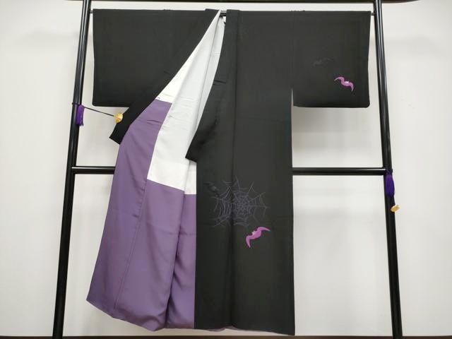 平和屋本店 上 男性 訪問着 刺繍 蜘蛛 黒地 CYAA3539s5