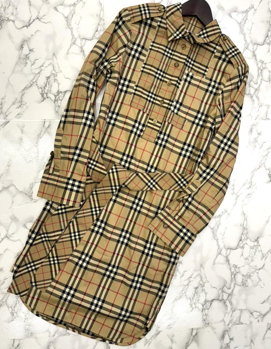 BURBERRY （バーバリー）ﾍﾞﾙﾄ付き ノバチェック ワンピース レディース ベージュ 8029535 A7028 used:A - メルカリ