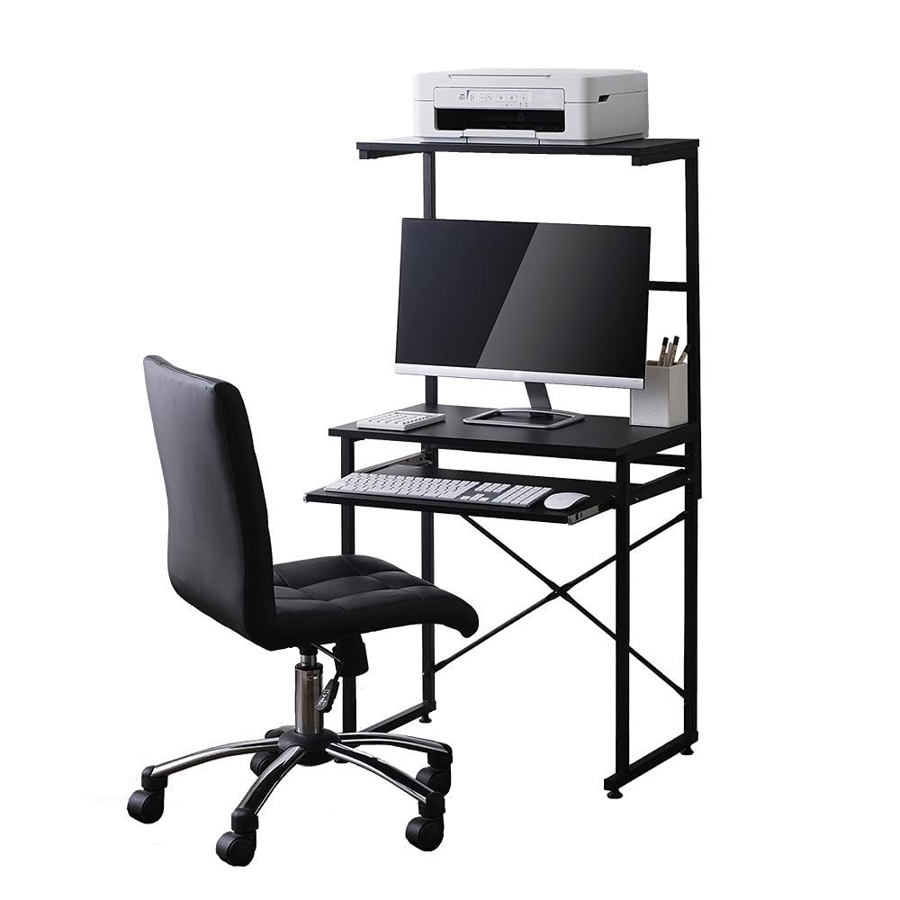 新商品 パソコンデスク 幅60×奥行42×高さ127cm ワークデスク PCデスク 組立品 オフィスデスク 机 TDK-6042 デスク ブラック|ブラック アイリスオーヤマ