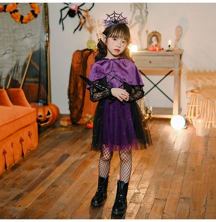 ハロウィン コスプレ 子供 女の子 魔女風 ウィッチ 魔法使い キッズ