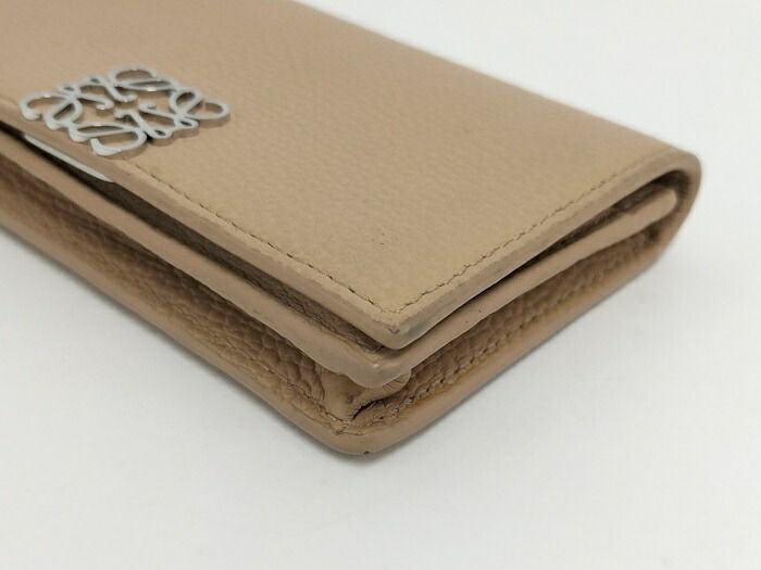 LOEWE カードホルダー カードケース アナグラム レザー ベージュ 