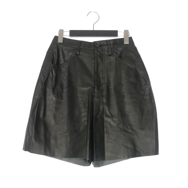 エンフォルド ENFOLD エコレザー ショートパンツ ハーフパンツ 38 ブラック 黒 300EA231-0790