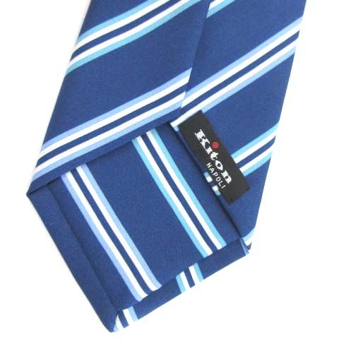 Kiton キトン ストライプネクタイ ブルー×ホワイト 最上級 美品 kiton