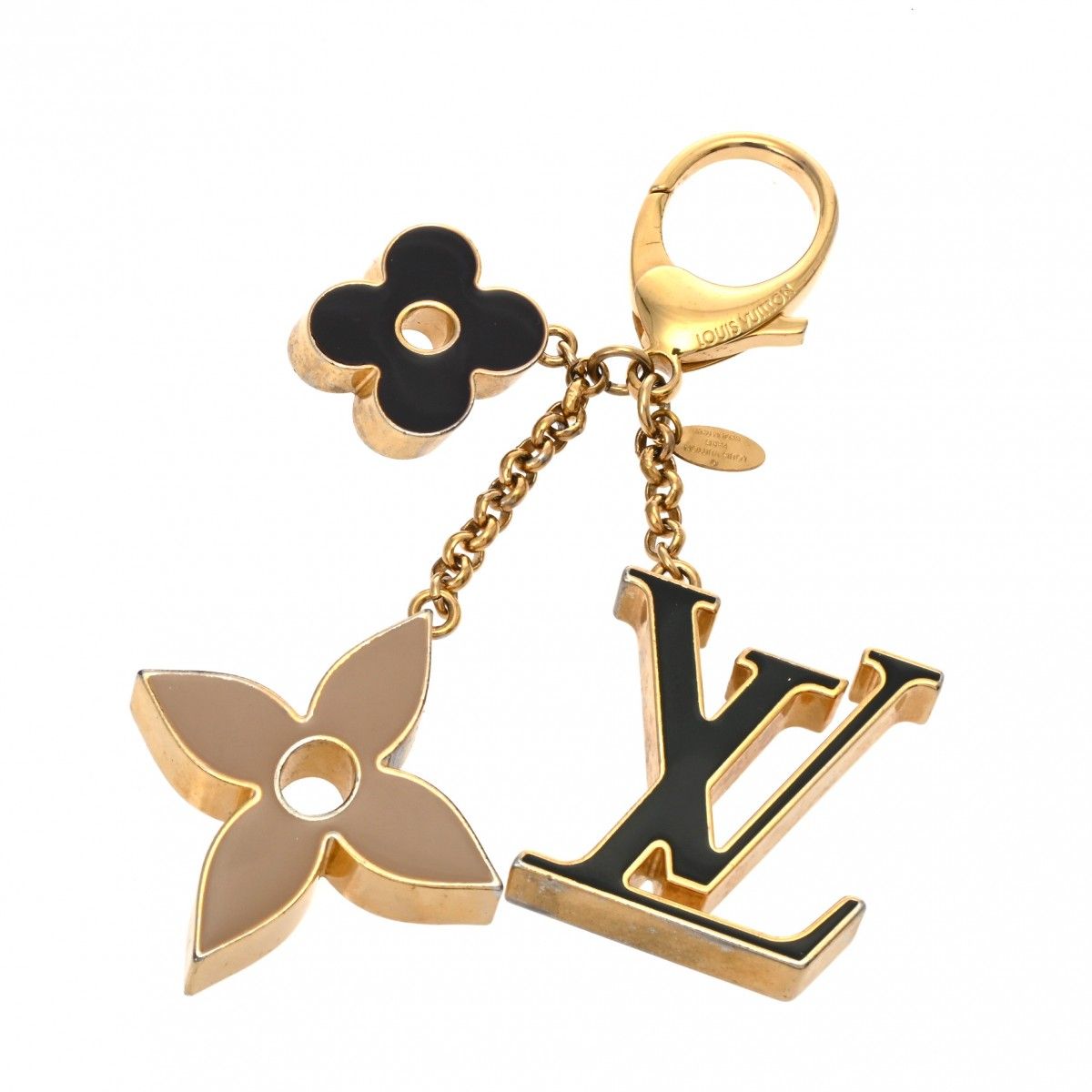 ルイ・ヴィトン フルールドゥモノグラム キーホルダー ルイヴィトン フルールドゥモノグラム キーリング 黒/グレージュ系