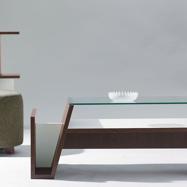 ブックスタンド付き センターテーブル ガラステーブル