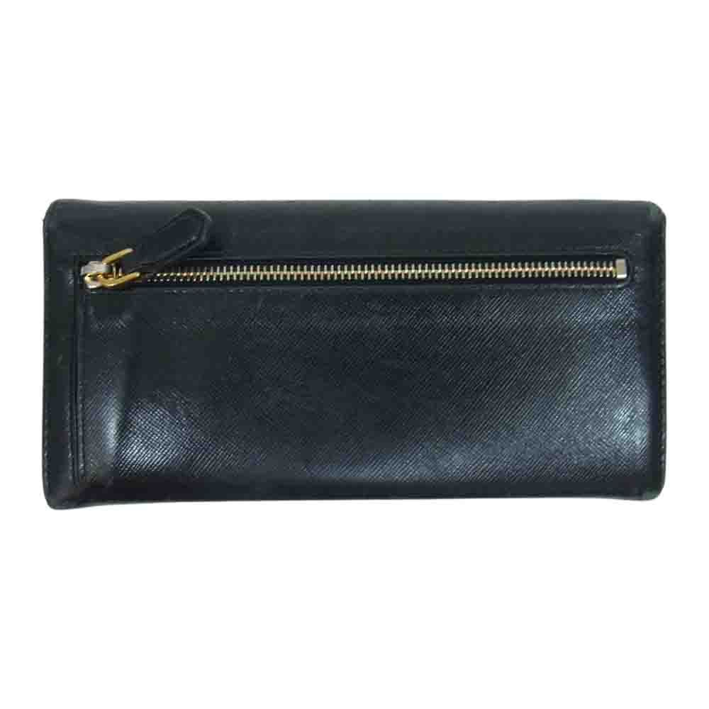 PRADA　プラダ 　サフィアーノ　リボン　長財布　レザー　ロゴ　黒 PRADA プラダ 長財布 リボン サフィアーノレザー NERO(ブラック