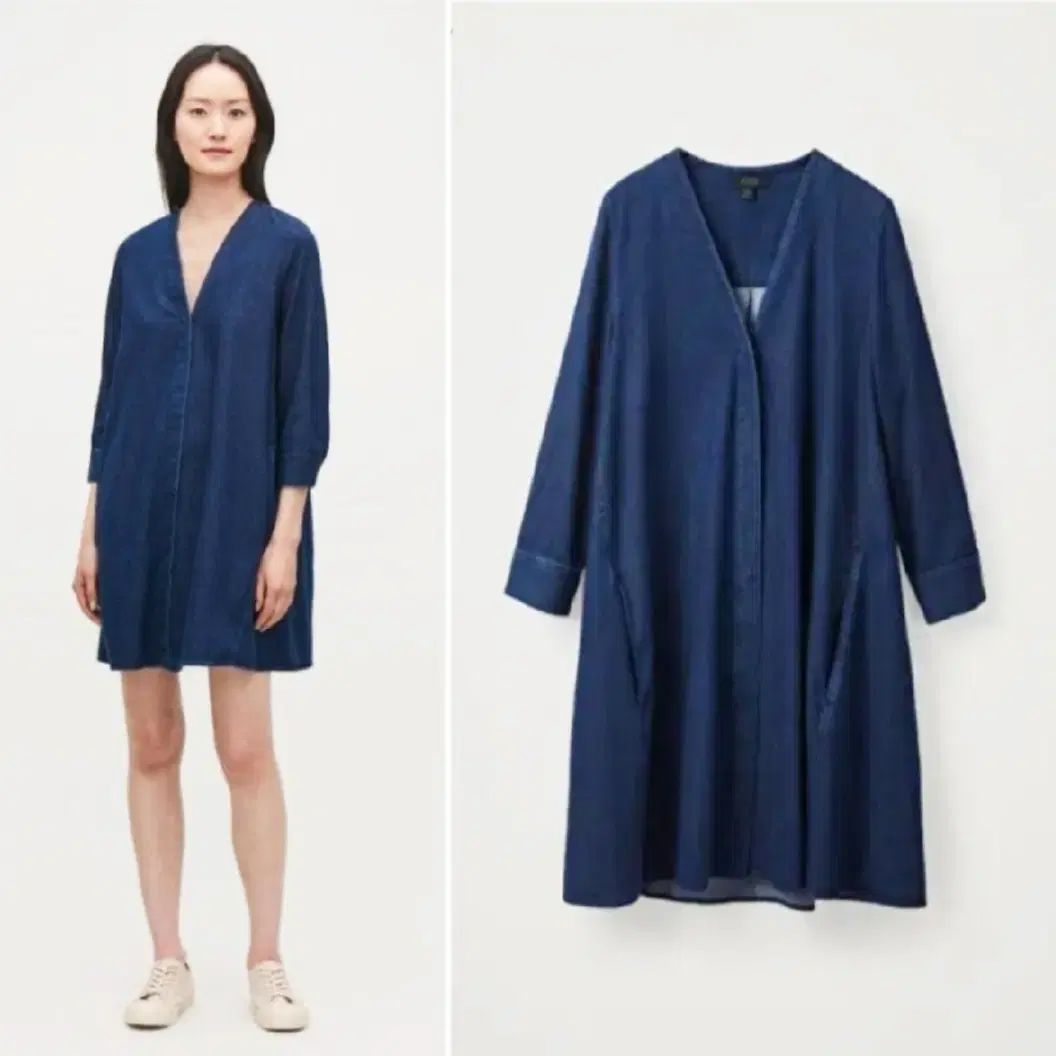 COS Vネック デニムワンピース 44-55