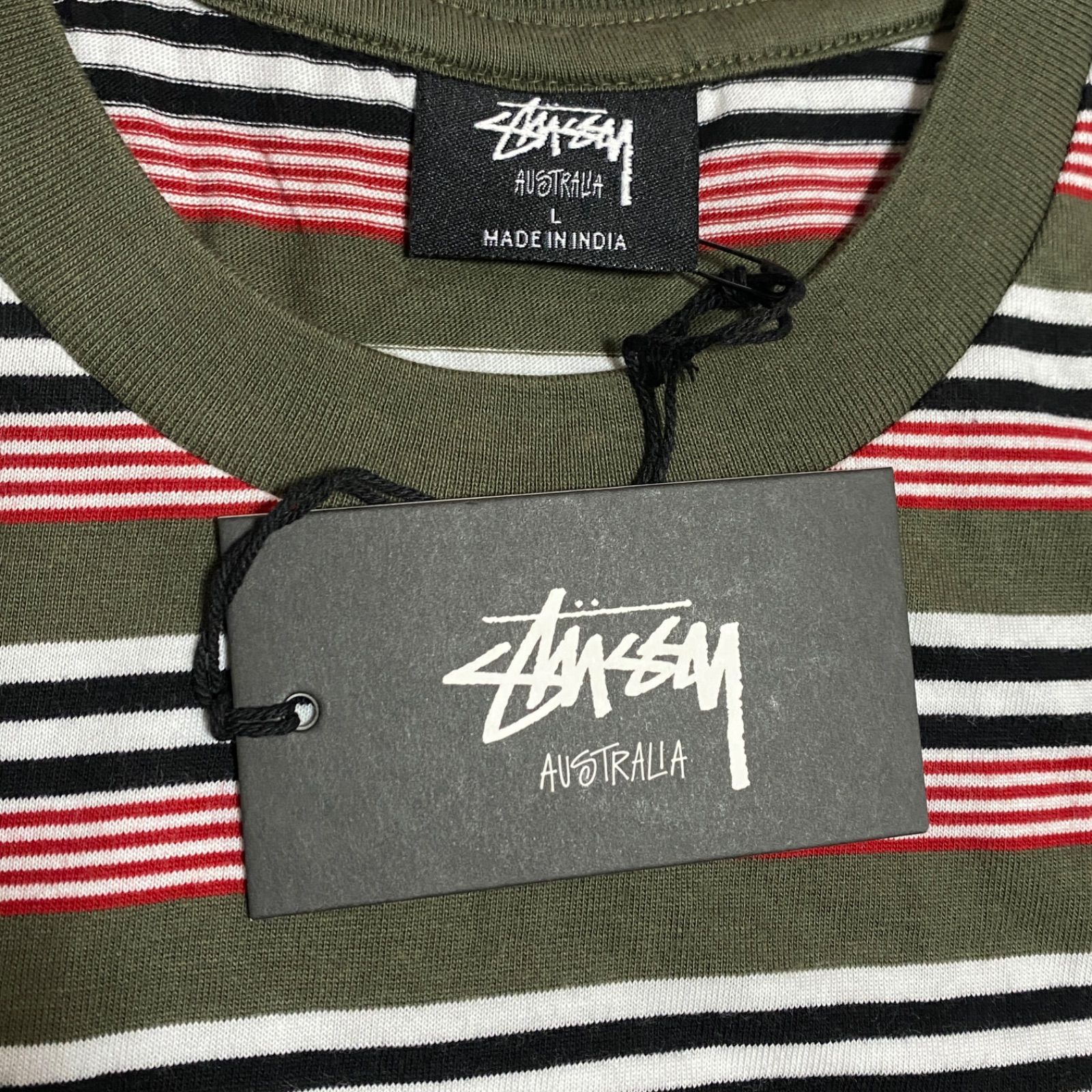 STUSSY》 ステューシー ボックス ロゴ ストライプ Tシャツ Lサイズ