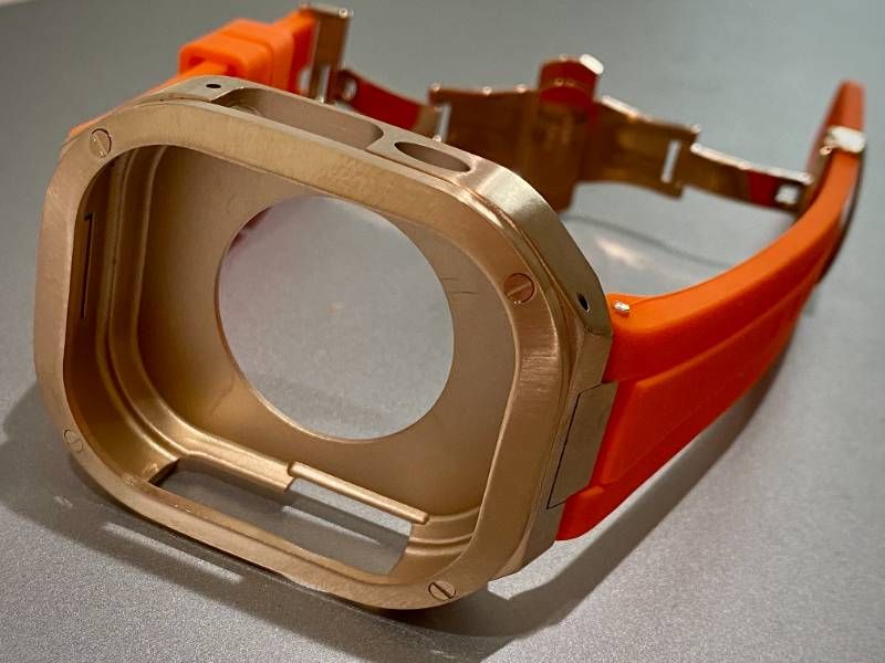 オレンジローズ AppleWatchカバーケース 脱着 簡単 保護 49㎜ Ultra カスタム ステンレス ベルト ラバー バンド アップルウォッチ対応