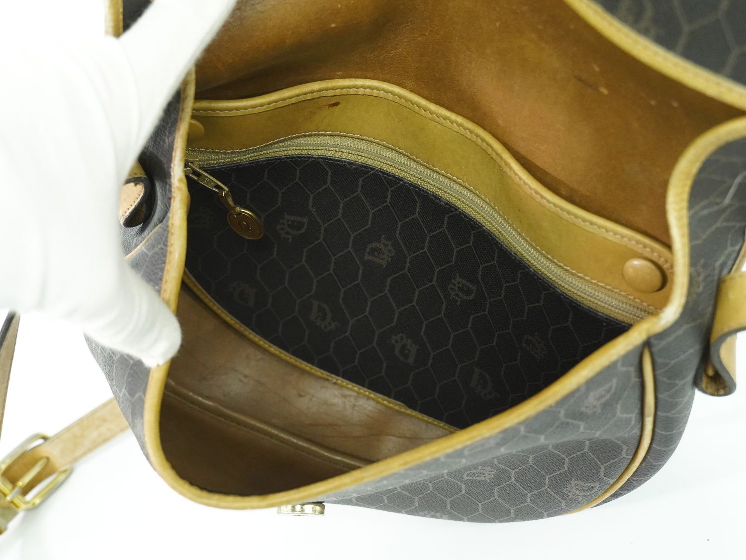 本物 クリスチャン ディオール Christian Dior ハニカム柄 ショルダー  