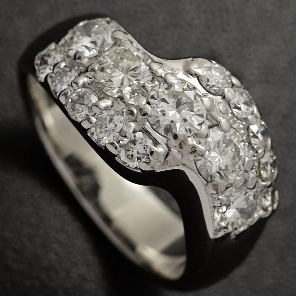 1.9ct|ウェーブデザイン ダイヤモンド リング・指輪|Pt900-16.3g|16.5号| 56.5|プラチナ|プレゼント|記念日 ♀ S レディース 592990