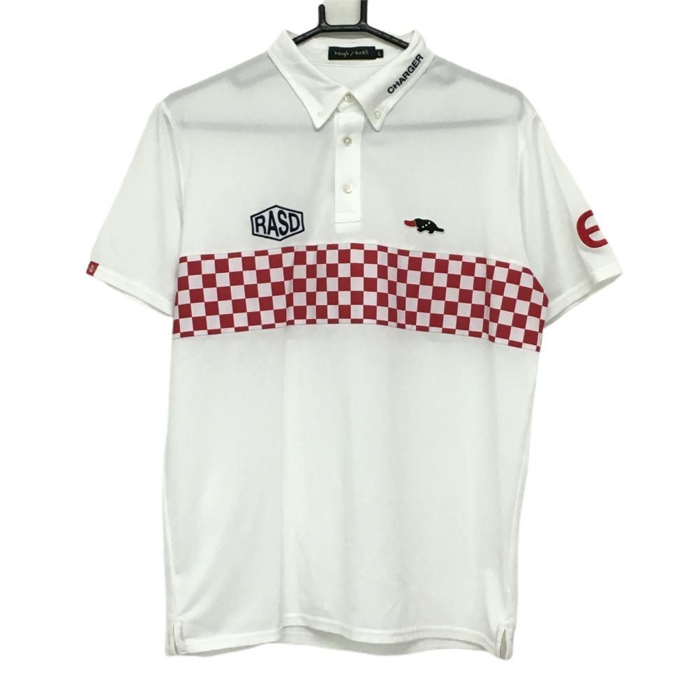 超美品】ラフアンドスウェル 半袖ポロシャツ 白×レッド 一部  