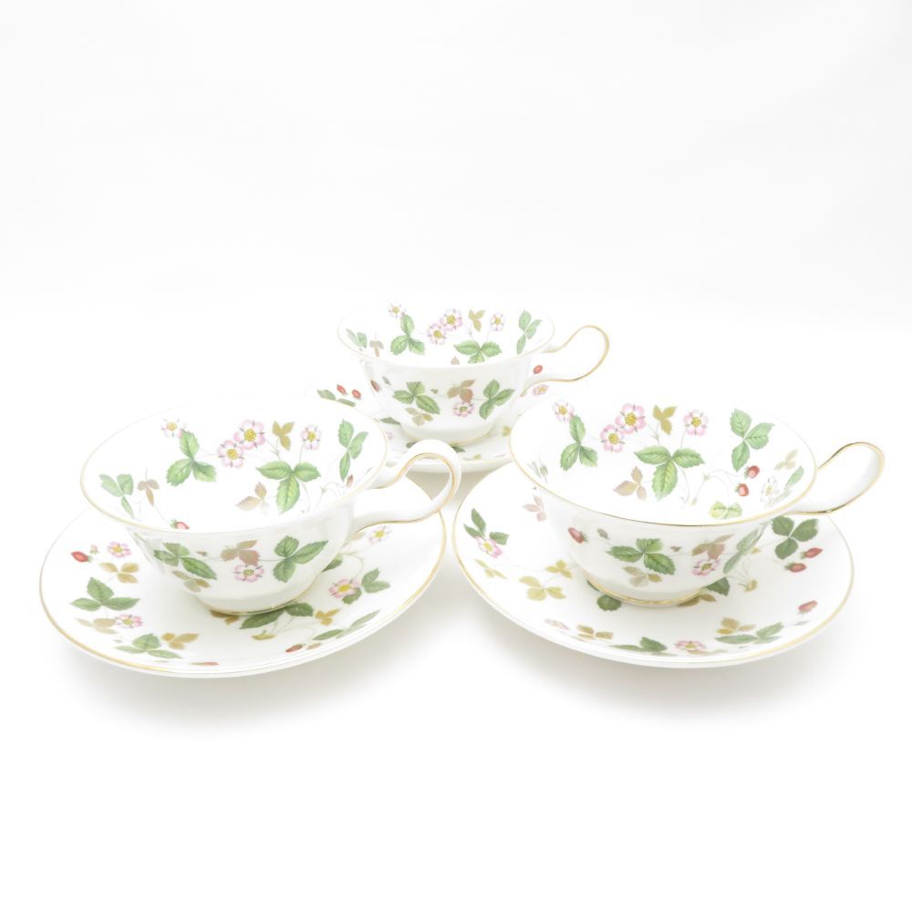 WEDGWOOD ウェッジウッド ワイルドストロベリー ティーカップ＆ソーサー 3客 セット ピオニー SY12701E1