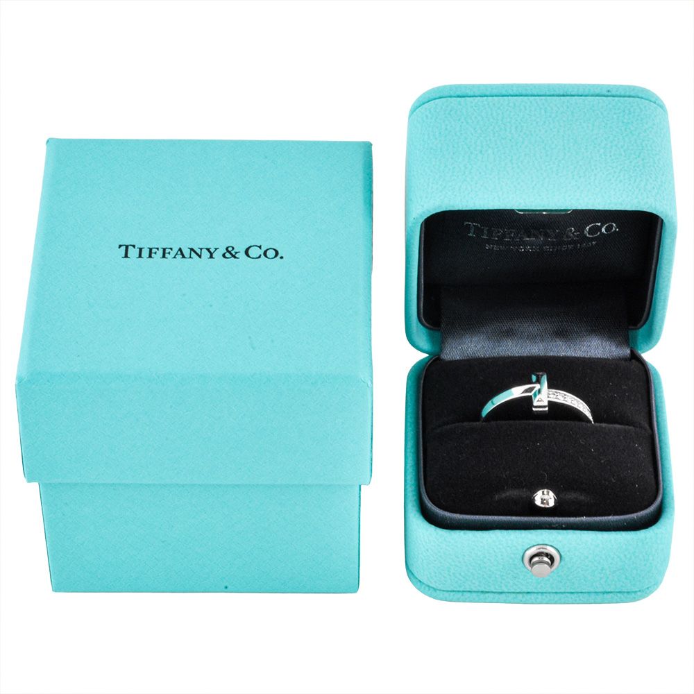 ティファニー Tiffany-Co. Tワン ナロー リング 指輪 ダイヤモンド 0.08ct 約12.5号 K18WG 4.6g ホワイトゴールド レディース FORTGASGNV_COM_BR