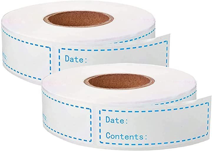 dodtazz 冷蔵庫 ラベルシール 保存容器 剥がせるシール 食品 冷凍保存 日付 品目( 青/2個セット)