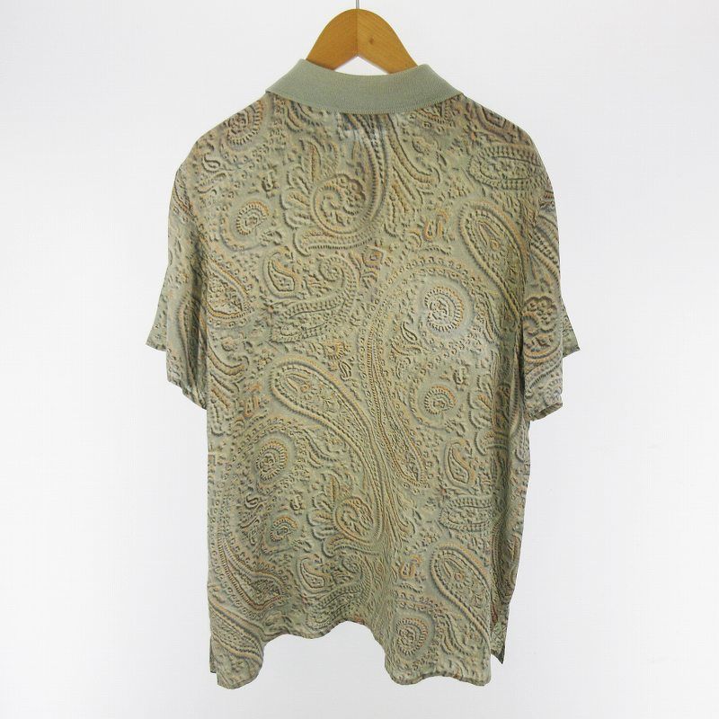 ETRO エトロ　ポロシャツ 半袖 40 ペイズリー エトロ ETRO ポロシャツ 半袖 ペイズリー柄 シルク グリーン