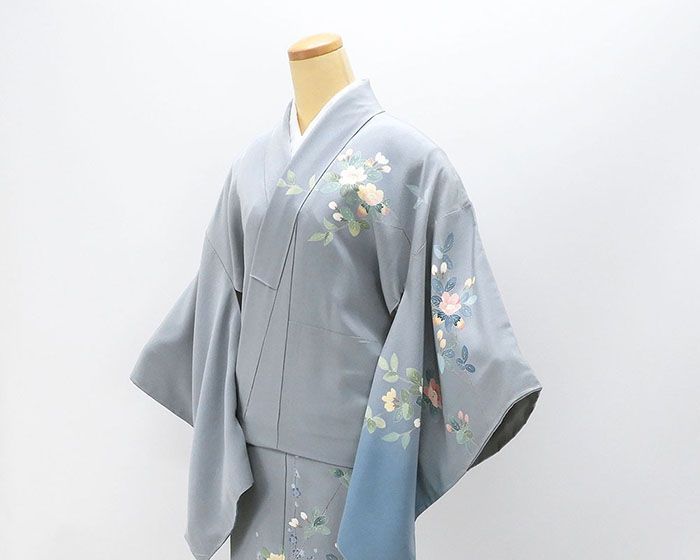 訪問着 正絹 十日町友禅作家 阿部佳雪 花 身丈160cm 裄丈66.5cm