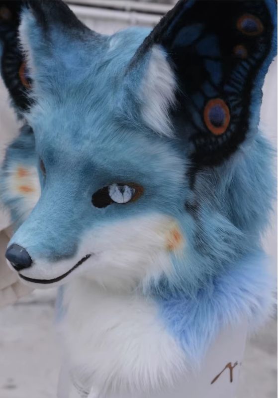 着ぐるみヘッド キツネ NO.126 青 リアルスタイル 全頭ヘッド ケモノ ファースーツ ぬいぐるみ コスプレ コスチューム kigurumi