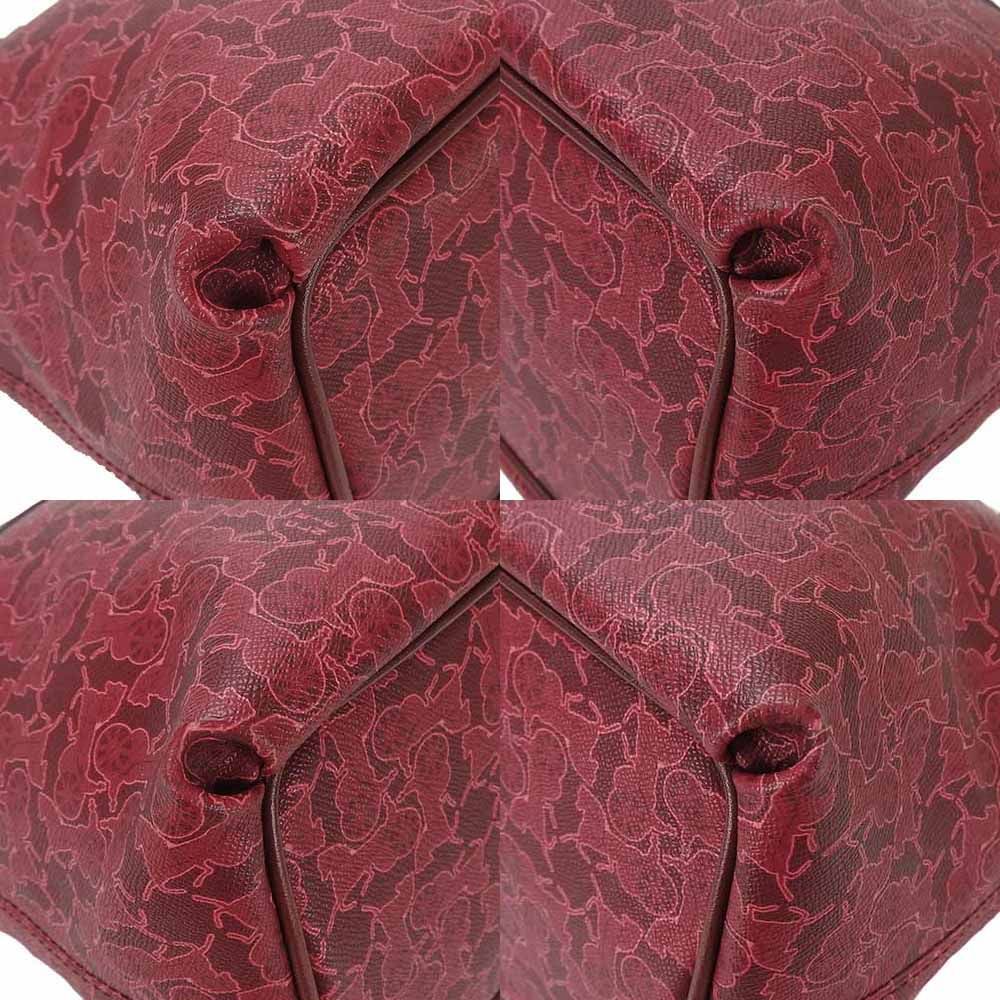 中古】 セリーヌ ハンドバッグ PVC レザー 革 ボルドー系 ピンク系