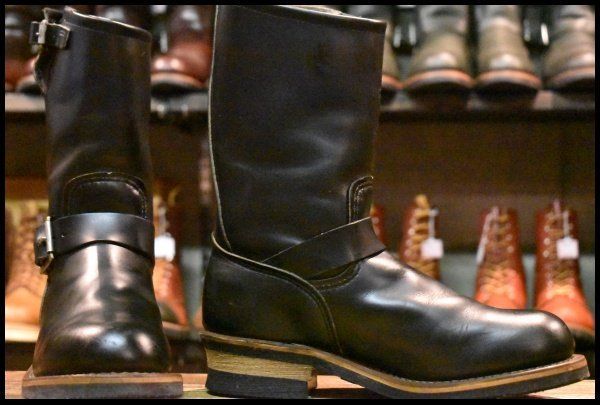 7D PT91プリント 96年 レッドウィング 2268 エンジニア 黒 ブラッククローム スチールトゥ ブーツ redwing HOPESMORE FI320