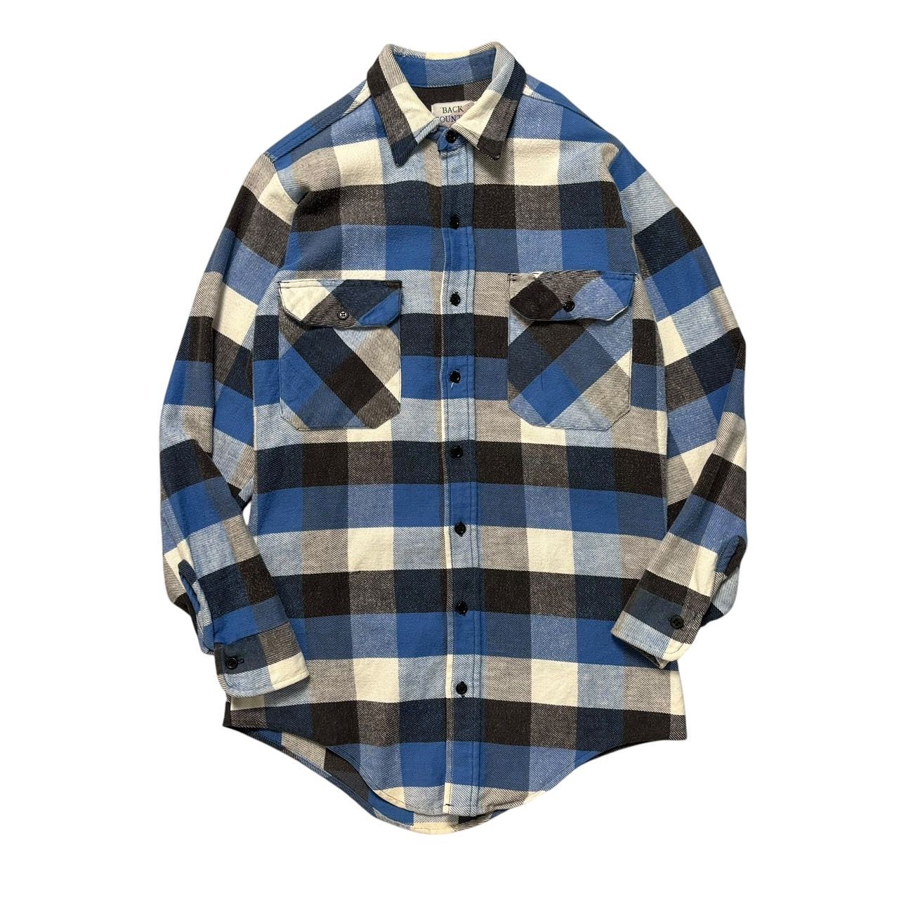 90s USA製 BACK COUNTRY ネルシャツ ヘビネル 長袖シャツ 青ネル 