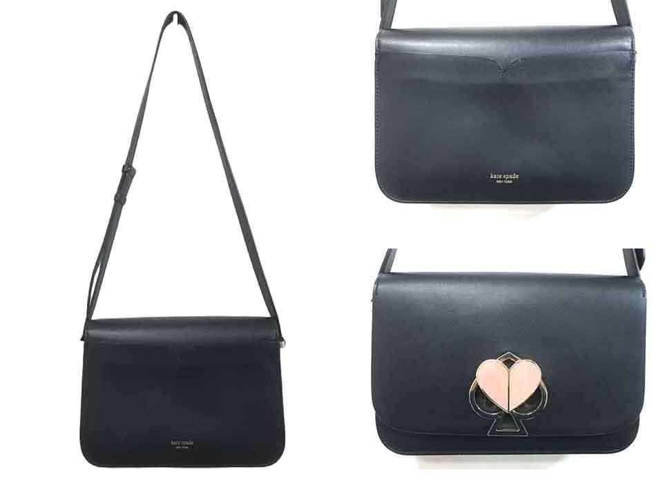 【中古】kate spade ケイトスペード　二コラ　ツイストロック　ブラック　ショルダーバッグ　レザーバッグ＿s02＿セルモアから出品＿s-0029-r02