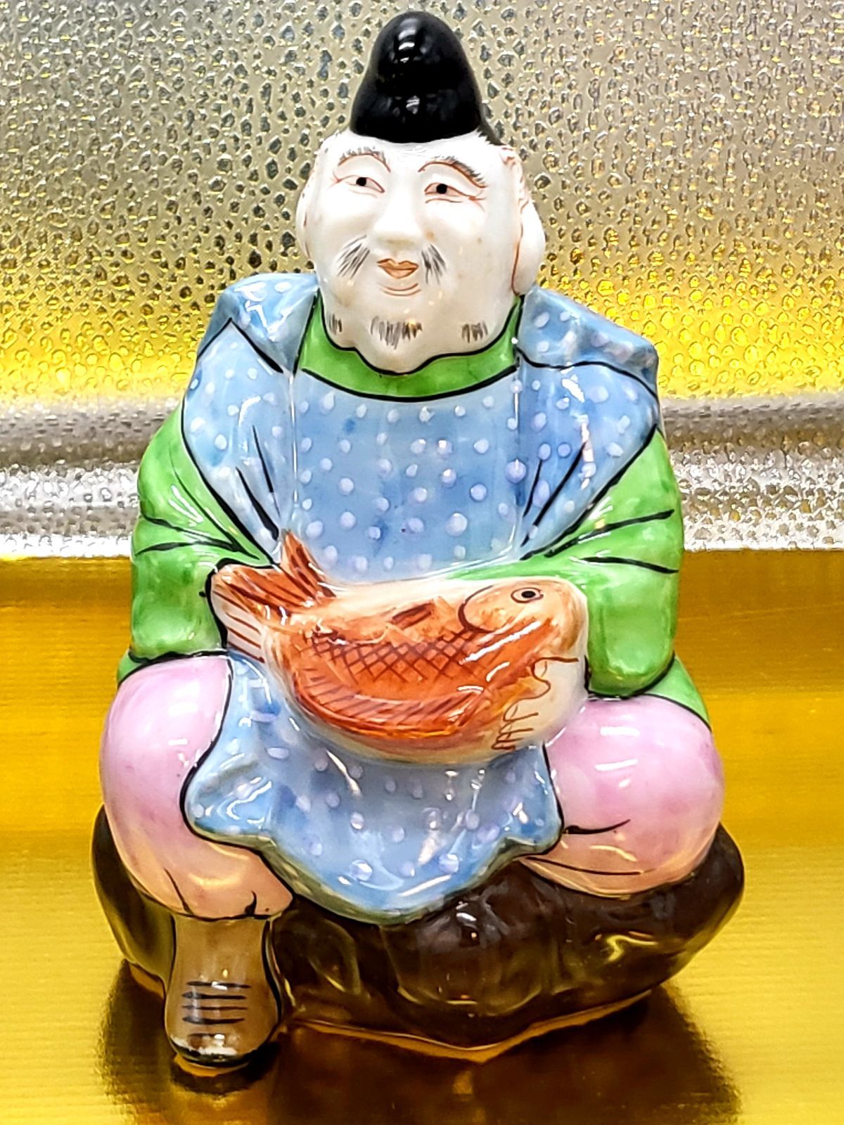 インテリア小物 七福神 置物 台付 白磁 有田焼