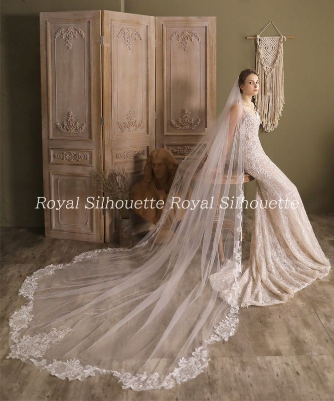 ベール ウェディングベール オフホワイト 白 300m 結婚式 コーム付き 花嫁 二次会 コーム メッシュ フェミニン プリンセス 森ガール 前撮り ガーリー パーティー ウェディング レース チュール 可愛い