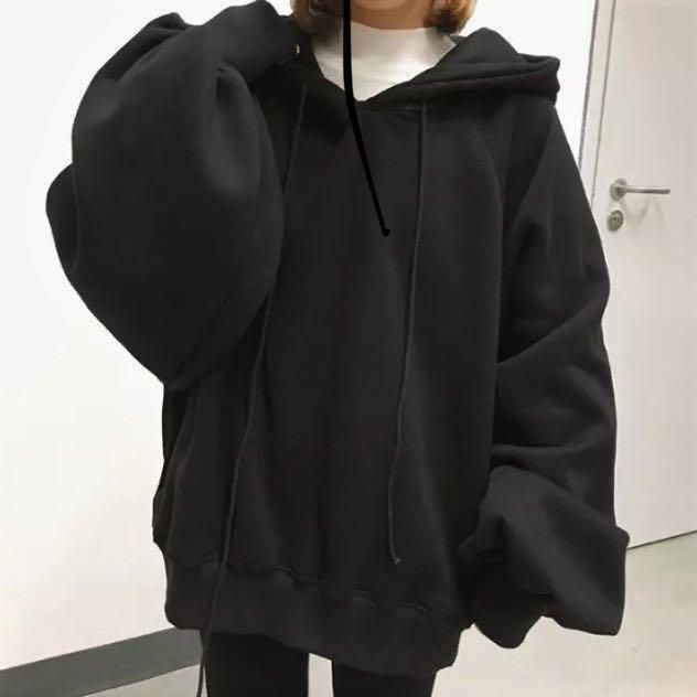 PUTUMAYO フリルパーカー 黒 新品 韓国 パーカー オルチャン 黒 シンプル オーバーサイズ