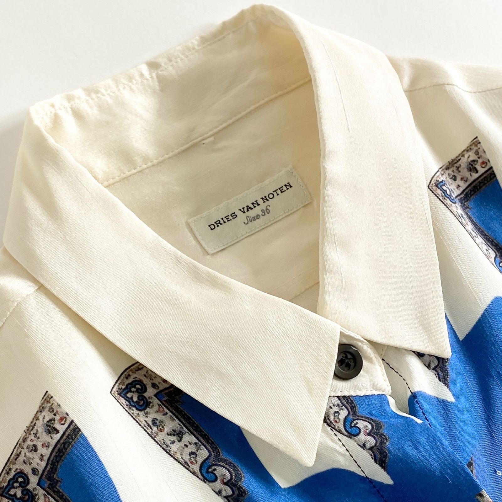 30a28 DRIES VAN NOTEN ドリスヴァンノッテン プリントシルクシャツ 36 ホワイト ドレスシャツ SILK SHIRT - メルカリ