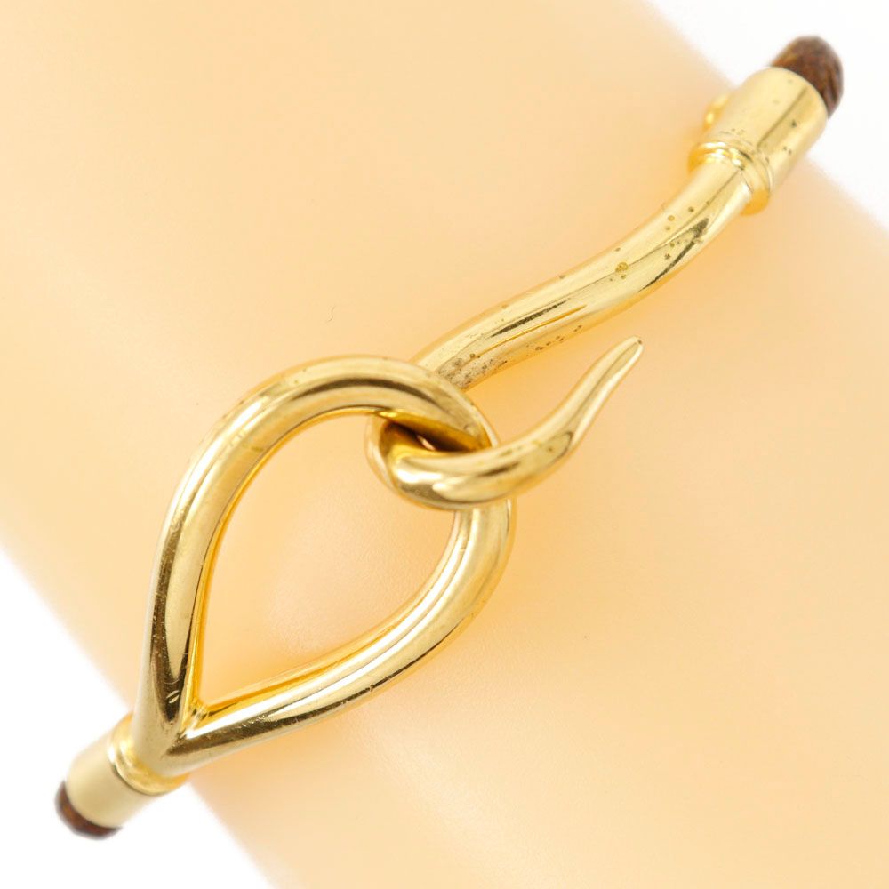 エルメス ジャンボブレス 金メッキ×レザー 約9.6g レディース ブレスレット