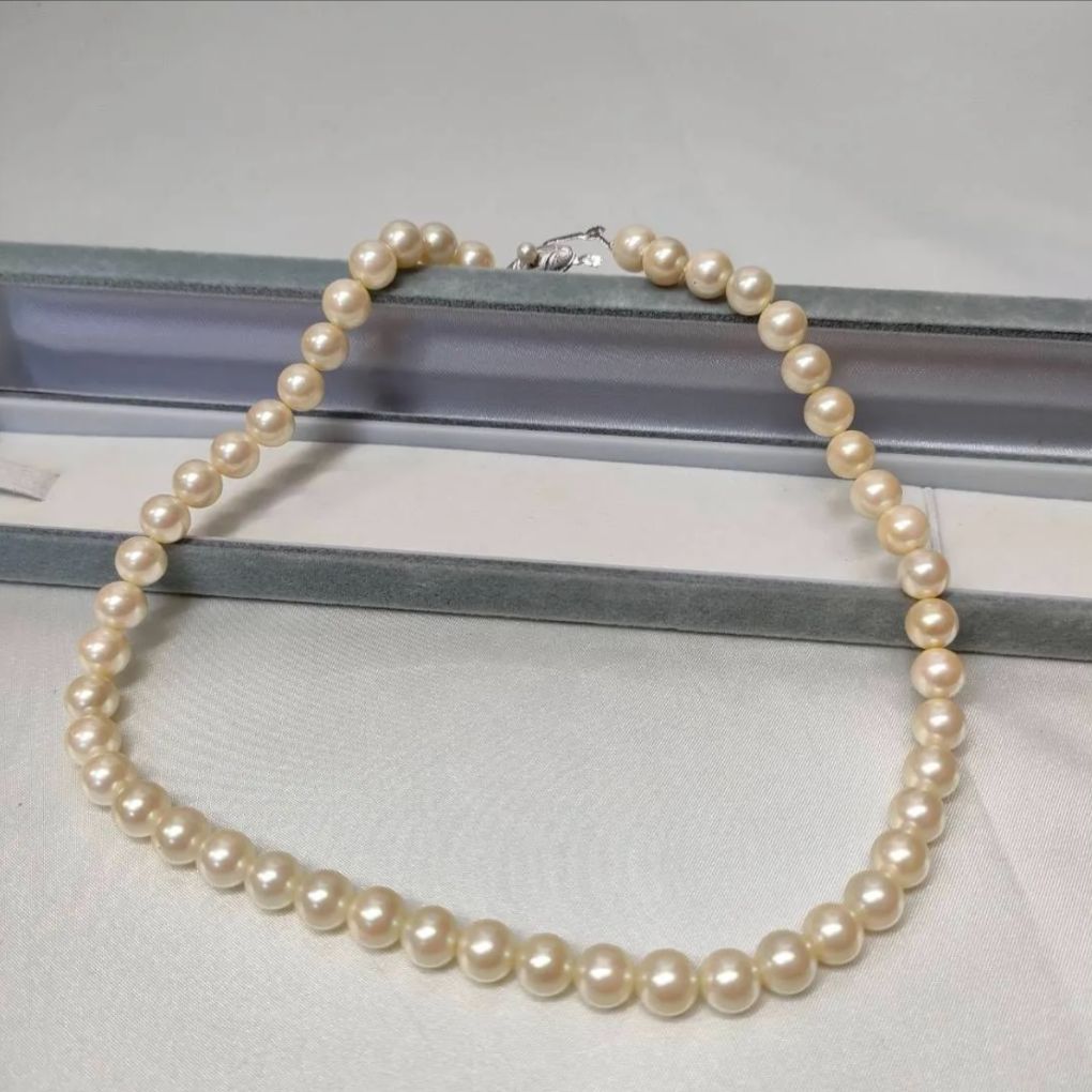 S ヴィンテージ WGK14 ホワイトゴールド パールネックレス 金 真珠 冠婚葬祭 レディースアクセサリー 卒業式 入学式 K14WG